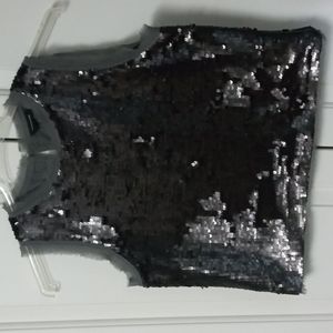 Who What Wear Womens S Black Sequin Blouse Sleeveless Round Neck